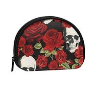 Rose Skull Coin Purse Shell Mini Pouch Wallet Change Bag for Women Girls Kids