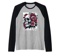 Rose Skull Costume Horror Nightmare Skeleton Skulls Dead Raglan Baseball Tee