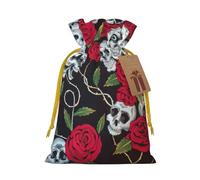 Rose Skull Eyes Print Small Drawstring Pouch For Gifts,Reusable Gift Bag,For Holiday And Party Presents