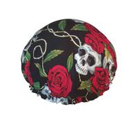 Rose skull eyes print Stylish Shower Cap Reusable Shower Cap Women Large Shower Cap for Braids Long Hair