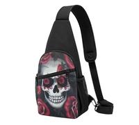 Rose Skull Eyes Printed Sling Backpacks Casual Crossbody Shoulder Bag Chest Pack for Men Women