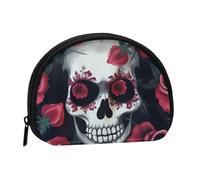 Rose Skull Eyes Prints Coin Purse Shell Mini Pouch Wallet Change Bag for Women Girls Kids