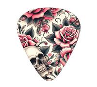 Rose-Skull-Halloween 12 Pack Guitar Picks With 3 Thicknesses And Storage Box, Abs Plectrums For Electric Bass Guitar Players