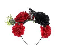 Rose Skull Headband Flower Crown Hair Hoop For Halloween Handmade Floral Hairband Gothic Props For Creative Party Costum Handmade Rose Skull Headband Party Wreath Hair Hoop