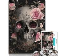 Rose Skull Jigsaw Puzzles for Teenagers 1000 Jigsaws,Brain Intelligence Challenge Addictive Toys for Home Decoration 50x75cm