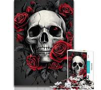 Rose Skull Jigsaws 1000 Pieces for Teenagers,for Educational Game Challenge Toy for Is Ideal As A Gift for The Whole Family (75x50cm)