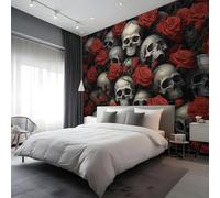 Rose Skull Peel and Stick Wall Mural Gothic Skull Large Canvas Wallpaper,Self-Adhesive Removable Photo Mural Decor for Home Office 60x52 inches / 150x130 cm