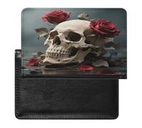 Rose Skull Print Passport Holder Unique PU Ultra-thin Passport Protective Case Compact Easy to Carry Passports Cover for Women And Men Passports Case