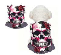 Rose Skull Print Pet Breathable T-Shirt Skirt XS