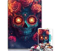 Rose Skull Puzzles for Adults Teens 1000pc Puzzle,Help The Brain Exercise Addictive Toys to Cultivate Patience Parent-child Interaction (75x50cm)