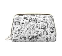 Rose Skull Stylish Leather Makeup Bag - Spacious Cosmetic Case For Your Daily Essentials, Video Game Boys, One Size