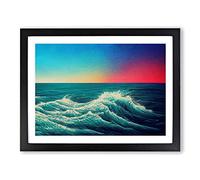 Rose Sky Above The Ocean Vol.1 H1022 Framed Print for Living Room Bedroom Home Office Décor, Wall Art Picture Ready to Hang, Black A4 Frame (34 x 25 cm)