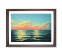 Rose Sky Above The Ocean Vol.2 Framed Print | A4 Walnut Framed Wall Art | Ready to Hang | Modern Floral Picture | Living Room Bedroom Lounge Office