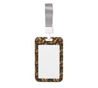Rose Sloth Print Badge Holder with Lanyard, Hard Plastic Vertical Name ID Card Badge Holders