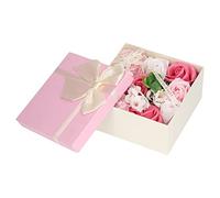 Rose Soap, Rose Petals For Bath Floral Scented Bath Soap Rose Flower Petals Bath Flower Plant Essential Oil Rose Soap in Gifts Box For Her Women Girls Mom Birthdays Christmas