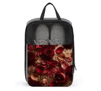 Rose Sparkling Shoe Bag Waterproof & Breathable Shoe Pouch for Travel, Portable Carry Case for Sports Sneakers, Gym, Vacation