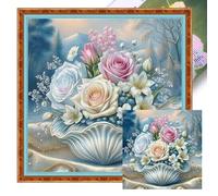 Rose Stamped Cross Stitch Kits for Adults Beginners, DIY Cross Stitch Patterns Kits Printed Dimensions Needlepoint Kits,Crafts Embroidery Kits for Home Decor 40x40cm-Rose