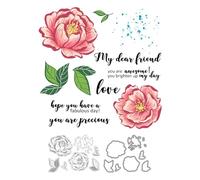 Rose Stamps and Die Cuts for Card Making Flowers Transparent Silicone Clear Stamp and Metal Cutting Dies Sets for DIY Scrapbooking Paper Crafting Seals Decorative Supplies
