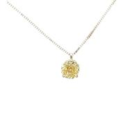 Rose Story Golden Round Rose Necklace, with a retro and luxurious style collarbone chain accessory, suitable for giving to family and friends