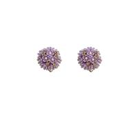 Rose Stud Earrings for Women Purple Cute Botanical Small Flower Round Statement Earrings for Wedding Bridesmaid Birthday Party Jewelry Gifts, S, Metal, No Gemstone