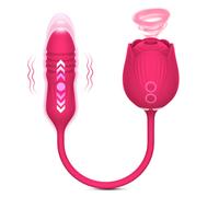 Rose Sucking Toy Vibrator with Thrusting Vibrating Egg for Women
