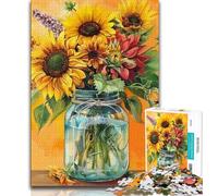 Rose Sunflower Art 1000 Piece Jigsaw Puzzles for Teenagers,Family Game Stress Reliever Difficult Challenge Artists Collection,Fine Art (38x26cm)
