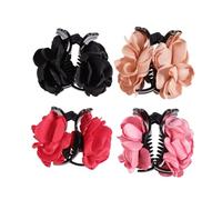 Rose Tassel Hair Clip Set 4 Pack Fabric Flower Hair Clips Big Plastic Jaw
