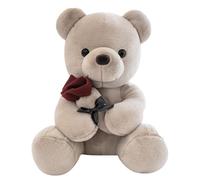 Rose TeddyBears - Plush Animal Toy, Soft Stuffed Bear With Rose Pattern, Cuddly Gift For Children, Girls, Birthday Present | Cute Decorative Stuffed Animal For Bedroom Play