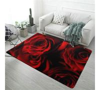 Rose Themed Area Rugs Short Pile Fluffy, Art Music Rose Flame Symbol Living Room Rugs Romantic Woman Bedroom Rugs Dressing Room Rugs Bathroom Mats Non-Slip Bedside Rugs (Red,160x200 cm)