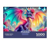 Rose Thick Cardboard Dragon Rainbow Jigsaw Puzzle Bundle Family Puzzle Lovers Brain Training Stress Relief Puzzle Ideal Leisure Activity 52x38cm/1000pcs