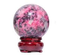 Rose Tourmaline Rose Quartz Sphere,Crystal Ball Ornaments with Stand, Feng Shui Decoration Small Crystal Accent Orbs for Home Decor,9cm