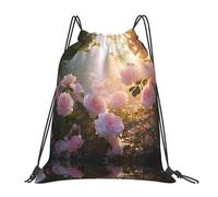 Rose Under Trees Print Men Women Gym Sack Waterproof Pe Bag Durable Drawstring Backpack For Hiking Climbing Picnic