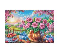 Rose Vase Flowers 1000 Pcs Jigsaw Puzzle Bundle Vase Rose Bloom Puzzle for Adults Teens 14+ Fun Family Game Mindful Activity Spring Gift Precision Cut Board 1000 PCS