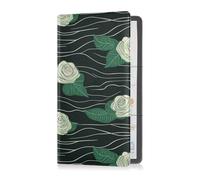Rose Velvet Ribbon Grass Green Pu Leather Car Registration & Insurance Card Holder Vehicle Glove Box for ID, Driver's License, Key Contact Information Cards