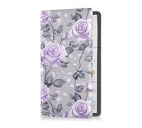 Rose Velvet Ribbon Lilac and Silver Gray Pu Leather Car Registration & Insurance Card Holder Prefect Car Essentials Wallet for Essential Document, Driver License, Cards