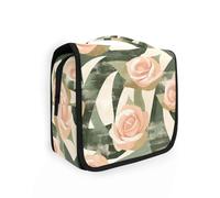 Rose Velvet Ribbon Olive Green and Sand_34185 Cosmetic Bags with hanging hook Essentials Case Cosmetic Makeup Bag Travel-Size Accessories