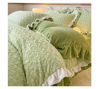 Rose Velvet Ruffle Duvet Cover Set, 4 Pieces Fuzzy Duvet Comforter Cover, 1 Bedding Duvet Cover with Zipper Closure & 2 Pillow Shams, Green (Color: Green, Size: 1.5m bed -200x230cm)