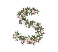 Rose Vine Arch for Wedding Decoration with Artificial Blooms and Natural-Looking Foliage Designed for Outdoor Use and Reusable Display (Pink-2)