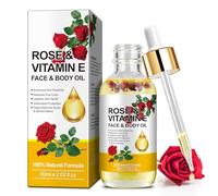 Rose Vitamin E Face & Body Oil - 100% Natural Moisturize Reduce Wrinkles Diminish Scars and Stretch Marks Enhances Skin Elasticity Rose Vitamin E Oil Organic for Face Body Massage Oil