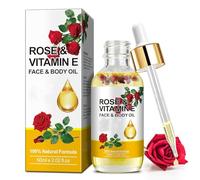 Rose Vitamin E Face & Body Oil for Face with Rose Petal Flower - Natural Moisturize Reduce Wrinkles Rose Oil - Scars & Stretch Mark Treatment - Gua Sha Body Massage Oil for Dry Skin Daily Care