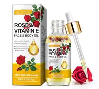 Rose & Vitamin E Oil for Face & Body, Hydrating, Anti-Wrinkles, Reduce Fine Lines & Spots, Natural Rose Essential Oil for Scars, Stretch Mark, Perfect Massage Oil for Massaging Joint & Muscles, 60ml