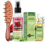 Rose Water for Hair Loc Spray Refreshing for Locs Rose Water Hair Scalp Moisturizer Hydrating Dreadlock | Loc Brush for Dreads Comfortable Massage Wide Tooth Comb & Rosemary Oil for Hair Growth Set