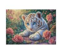 Rose White Tiger Cub 300 Piece Count Premium Jigsaw Puzzle Teen Fans 14-18 Yrs Ultra Difficult Leisure Adventure Valentines Eco Friendly Creativity & Gift Giving 300 PCS