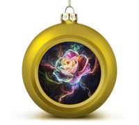 Rose with Rainbow Petals Funny Christmas Ball Ornaments Plastic Hanging Xmas Tree Baubles 2.4 Inch Holiday Decor