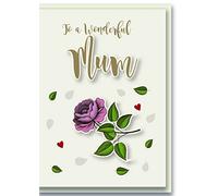 Rose Wonderful Mum Card - 175x126mm By Jonathan Glick Designs Birthday or Mothers Day, White