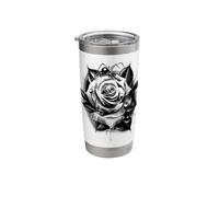 Rose x Spider Black Widow Blackwork Stainless Steel Insulated Tumbler