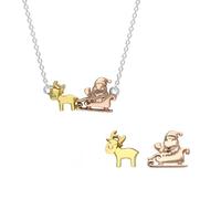 Rose Yellow Gold Plated Sterling Silver Santa Reindeer Two Piece Set CST-131