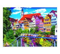 RoseArt - Kodak - Floral Colorful Town Tubingen Germany - 1500 Piece Jigsaw Puzzle for Adults