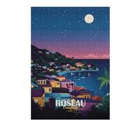Roseau Dominica Nightscape Art Print Jigsaw Puzzle for Adults, 300 Piece