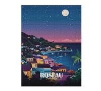 Roseau Dominica Nightscape Art Print Jigsaw Puzzle for Adults, 500 Piece